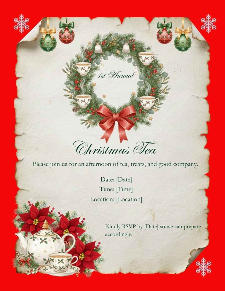 Home christmas tea party invite (8.5 x 11 in)